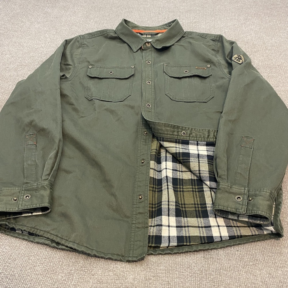 Legendary Whitetails Shacket Mens Large Green Flannel Lined Field Chore Coat